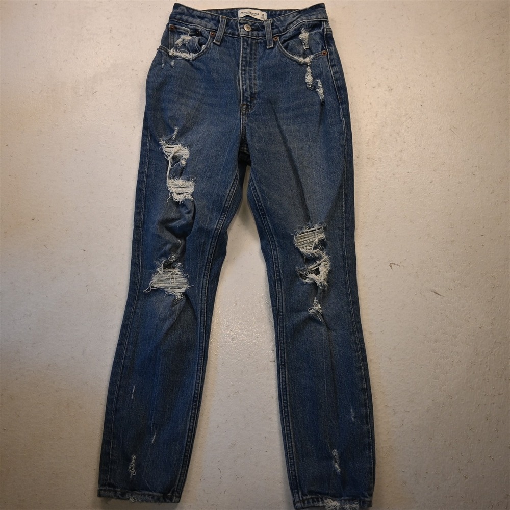 Abercrombie Fitch 0 High Rise Mom Jean Medium Stretch Denim Womens Jeans